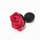 Анальна пробка ALUME, S, силіконова чорна з червоною трояндою, 8 х 2,8 см вид 4