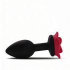 Анальна пробка ALUME, S, силіконова чорна з червоною трояндою, 8 х 2,8 см вид 9