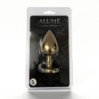 Анальна пробка ALUME, S, металева золотиста з різнокольоровим каменем у формі серця, 7 х 2,8 см вид 3