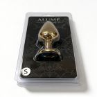 Анальна пробка ALUME, S, металева золотиста з різнокольоровим каменем у формі серця, 7 х 2,8 см вид 7