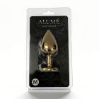 Анальна пробка ALUME, M, металева золотиста з різнокольоровим каменем у формі серця, 8,5х3,3 см вид 3