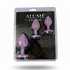Набор силиконовых анальных рельефных пробок ALUME, S, M, L, с камнем лилового цвета, 3 шт вид 3