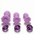 Набор силиконовых анальных рельефных пробок ALUME, S, M, L, с камнем лилового цвета, 3 шт вид 4