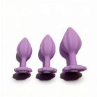 Набор силиконовых анальных рельефных пробок ALUME, S, M, L, с камнем лилового цвета, 3 шт вид 7