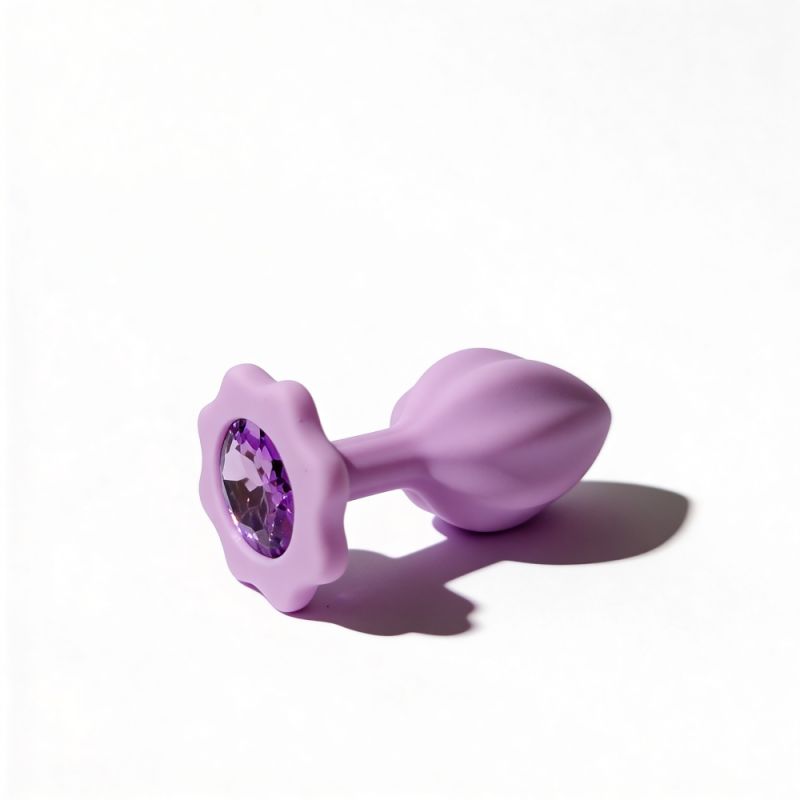 Набор силиконовых анальных рельефных пробок ALUME, S, M, L, с камнем лилового цвета, 3 шт вид 10