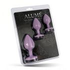 Набор силиконовых анальных рельефных пробок ALUME, S, M, L, с камнем лилового цвета, 3 шт вид 12