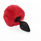 Анальна пробка рельєфна ALUME, S, чорна з червоним пушком і змінним прозорим каменем, 7 х 2,8 см вид 6