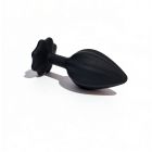 Анальна пробка рельєфна ALUME, S, чорна з червоним пушком і змінним прозорим каменем, 7 х 2,8 см вид 8