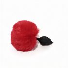 Анальна пробка рельєфна ALUME, S, чорна з червоним пушком і змінним прозорим каменем, 7 х 2,8 см вид 9