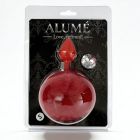 Анальна пробка рельєфна ALUME, S, червона з червоним пушком і змінним прозорим каменем, 7 х 2,8 см вид 3