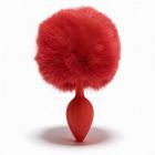 Анальна пробка рельєфна ALUME, S, червона з червоним пушком і змінним прозорим каменем, 7 х 2,8 см вид 6