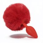 Анальна пробка рельєфна ALUME, S, червона з червоним пушком і змінним прозорим каменем, 7 х 2,8 см вид 7