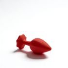 Анальна пробка рельєфна ALUME, S, червона з червоним пушком і змінним прозорим каменем, 7 х 2,8 см вид 11