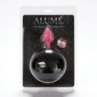 Анальна пробка рельєфна ALUME, S, рожева з чорним пушком і змінним рожевим каменем, 7 х 2,8 см вид 3