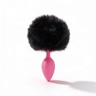 Анальна пробка рельєфна ALUME, S, рожева з чорним пушком і змінним рожевим каменем, 7 х 2,8 см вид 5