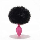 Анальна пробка рельєфна ALUME, S, рожева з чорним пушком і змінним рожевим каменем, 7 х 2,8 см вид 10