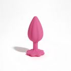 Анальна пробка рельєфна ALUME, S, рожева з чорним пушком і змінним рожевим каменем, 7 х 2,8 см вид 13