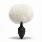 Анальна пробка рельєфна ALUME, S, чорна з білим пушком і змінним прозорим каменем, 7 х 2,8 см вид 4