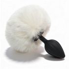 Анальна пробка рельєфна ALUME, S, чорна з білим пушком і змінним прозорим каменем, 7 х 2,8 см вид 6