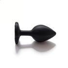 Анальна пробка рельєфна ALUME, S, чорна з білим пушком і змінним прозорим каменем, 7 х 2,8 см вид 10