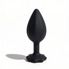 Анальна пробка рельєфна ALUME, S, чорна з білим пушком і змінним прозорим каменем, 7 х 2,8 см вид 11