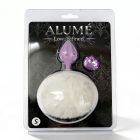 Анальная пробка рельефная ALUME, S, лиловая с белым пушком и сменным лиловым камнем, 7 х 2,8 см вид 3