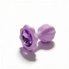 Анальна пробка рельєфна ALUME, S, лілова з білим пушком і змінним ліловим каменем, 7 х 2,8 см вид 7
