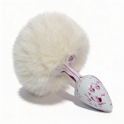 Анальная пробка с узором ALUME, S, металлическая белая с белым пушком, 7 х 2,8 см вид 4
