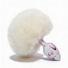 Анальная пробка с узором ALUME, S, металлическая белая с белым пушком, 7 х 2,8 см вид 6