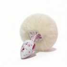 Анальная пробка с узором ALUME, S, металлическая белая с белым пушком, 7 х 2,8 см вид 7