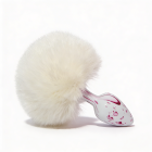 Анальная пробка с узором ALUME, S, металлическая белая с белым пушком, 7 х 2,8 см вид 8