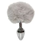 Анальная пробка ALUME, S, металлическая серебристая с серым пушком, 7 х 2,8 см вид 2