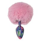 Анальна пробка з візерунком ALUME, S, металева синя з рожевим пушком, 7 х 2,8 см вид 2