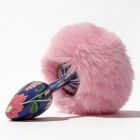 Анальна пробка з візерунком ALUME, S, металева синя з рожевим пушком, 7 х 2,8 см вид 4