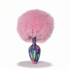 Анальна пробка з візерунком ALUME, S, металева синя з рожевим пушком, 7 х 2,8 см вид 5