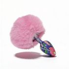 Анальна пробка з візерунком ALUME, S, металева синя з рожевим пушком, 7 х 2,8 см вид 6