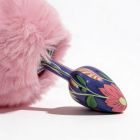 Анальна пробка з візерунком ALUME, S, металева синя з рожевим пушком, 7 х 2,8 см вид 8