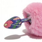 Анальна пробка з візерунком ALUME, S, металева синя з рожевим пушком, 7 х 2,8 см вид 10