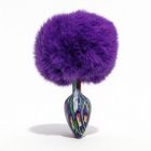 Анальная пробка с узором ALUME, S, металлическая синяя с фиолетовым пушком, 7 х 2,8 см вид 10