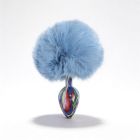 Анальна пробка з візерунком ALUME, S, металева синя з блакитним пушком, 7 х 2,8 см вид 5