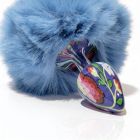 Анальна пробка з візерунком ALUME, S, металева синя з блакитним пушком, 7 х 2,8 см вид 8