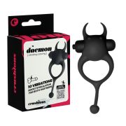 Віброкільце CRUSHIOUS Daemon з ріжками і хвостиком, 10 режимів, чорне