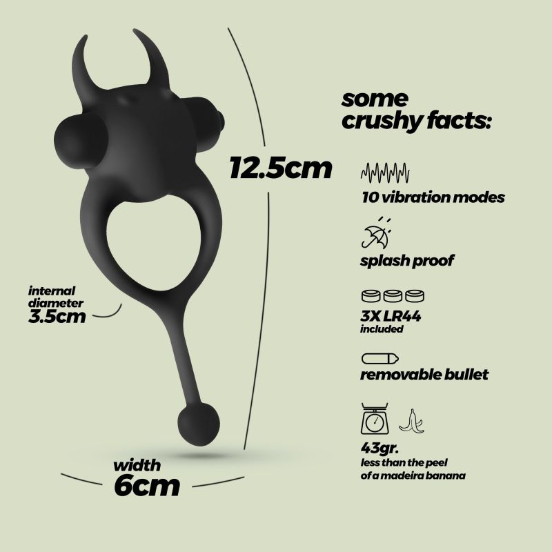 Віброкільце CRUSHIOUS Daemon з ріжками і хвостиком, 10 режимів, чорне вид 7