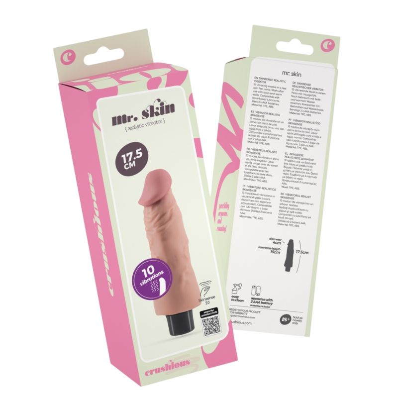 Вібратор реалістичний CRUSHIOUS Mr. Skin, 10 режимів, бежевий, 17,5 х 4 см вид 3
