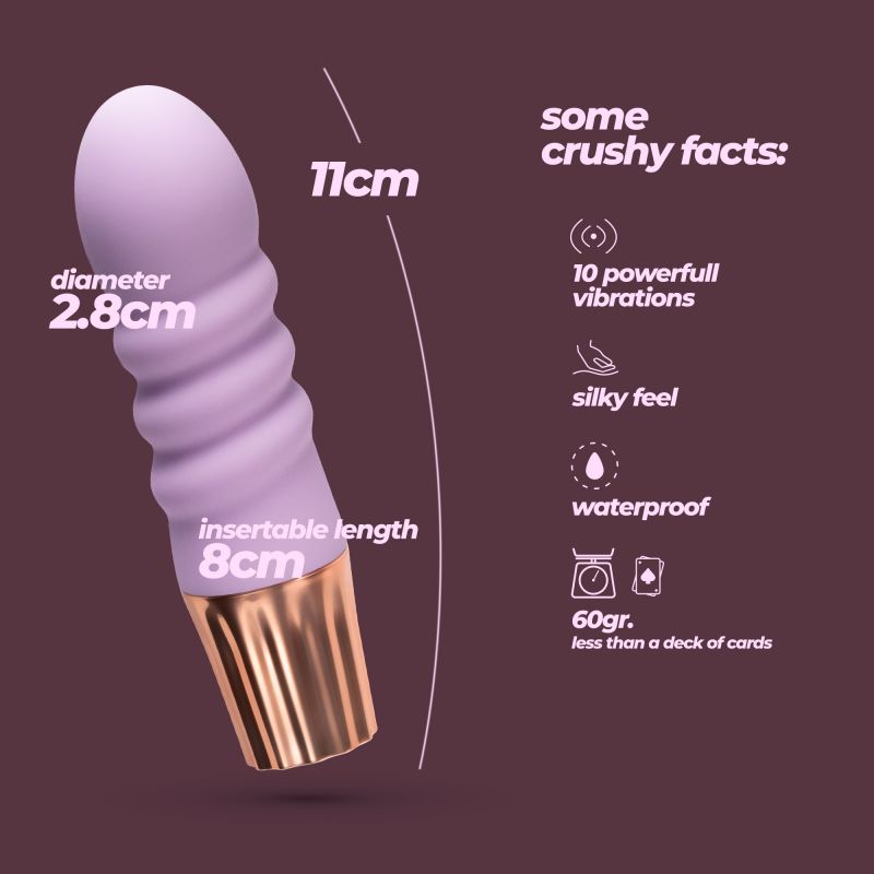 Міні-вібратор CRUSHIOUS Mellow Bubbles, лавандовий, 11 х 2,8 см вид 11