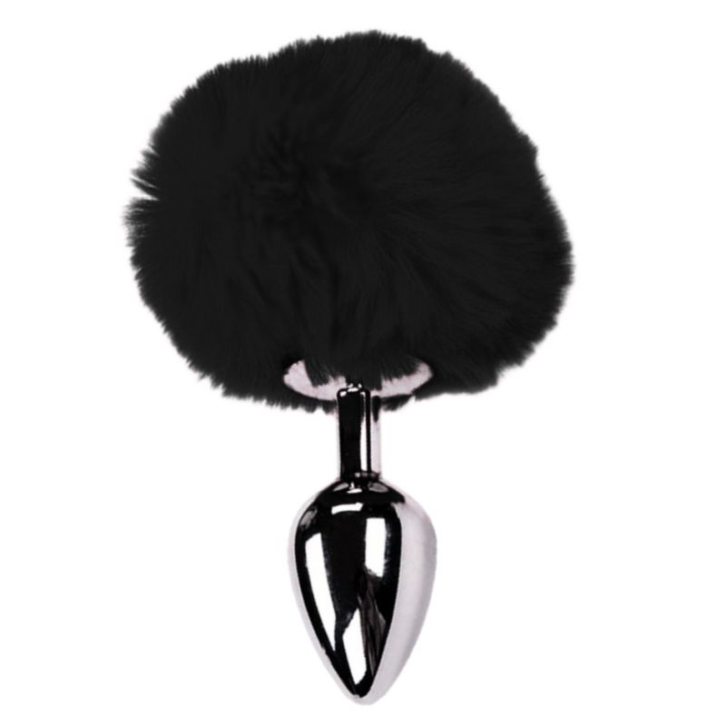 Анальная пробка Alive Anal Pleasure L с черным мехом, серебристая, 9 х 4 см вид 3