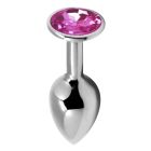Анальная пробка Alive Anal Pleasure, L, с розовым камнем, серебристая, 9 х 4 см вид 3