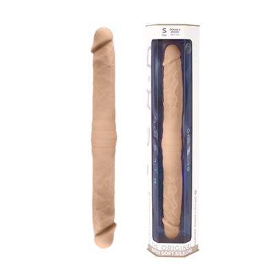 Фалоимитатор двусторонний SilexD двойной плотности, бежевый, 38,5 х 3,9 см