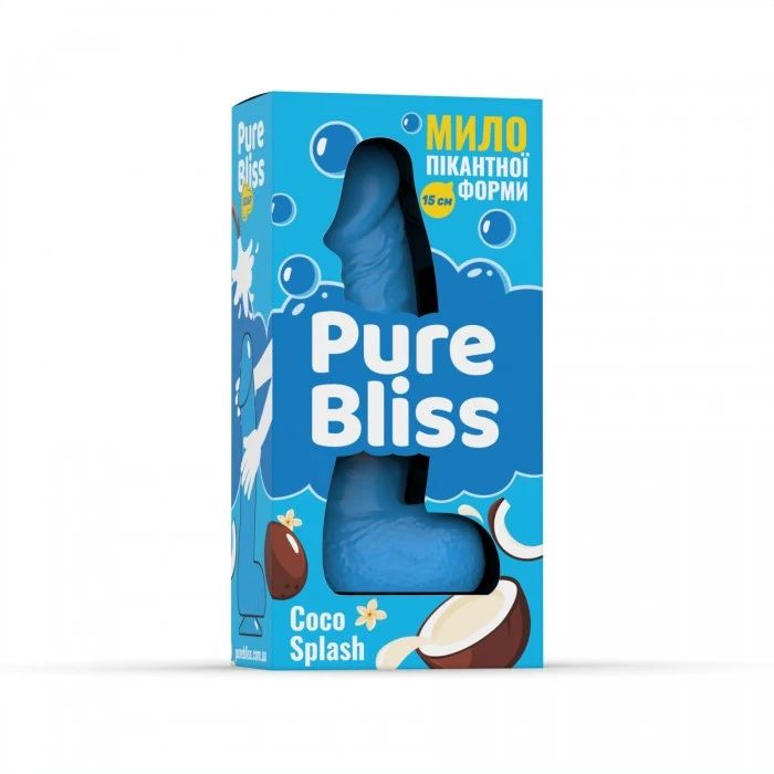Мило у формі пеніса Pure Bliss Coco Splash з ароматом кокоса, блакитне, 15 см вид 8