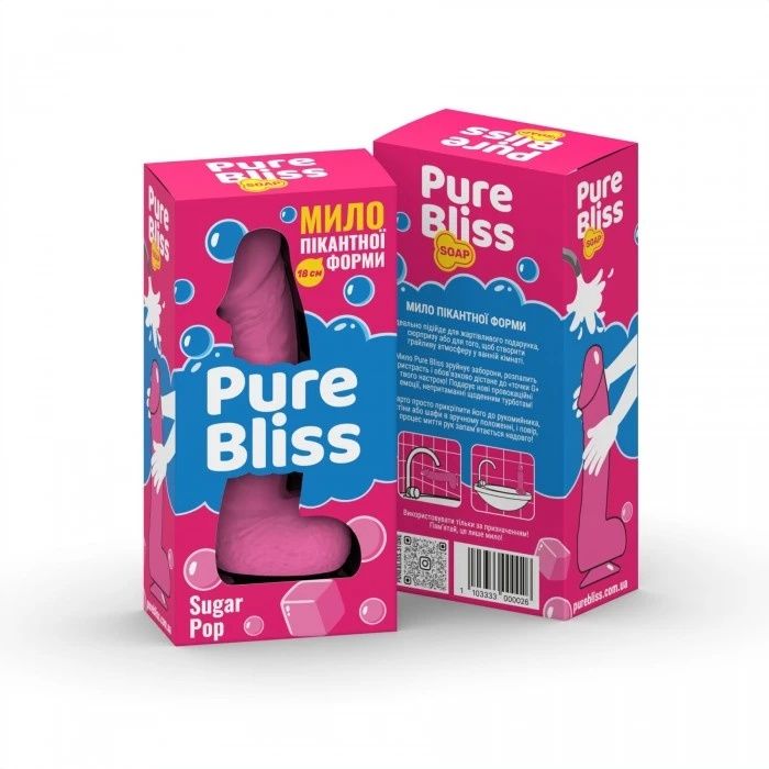 Мыло в форме пениса Pure Bliss Sugar Pop с ароматом жвачки, розовое, 18 см вид 3